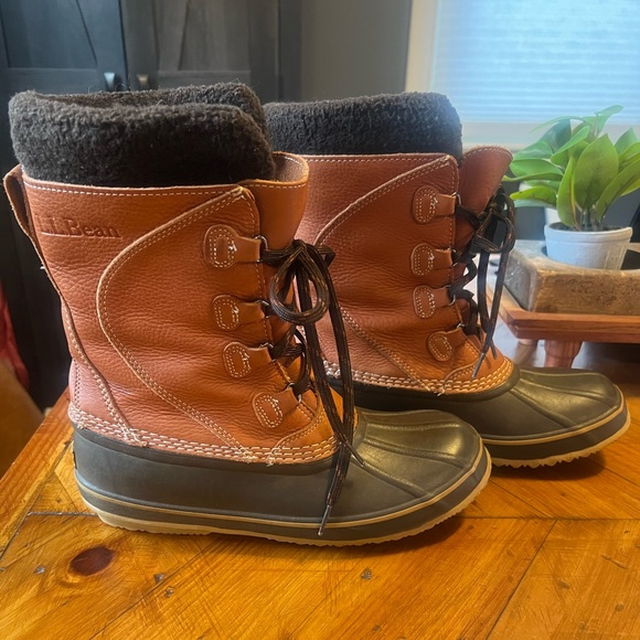 LL Bean Women’s Duck Snow Boots Tumbled Leather Removable Thinsulate Liner Sz. 9 - Picture 13 of 16
